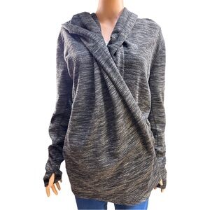 Zella Charcoal and Black Knit Hooded Snap Close Cardigan XL